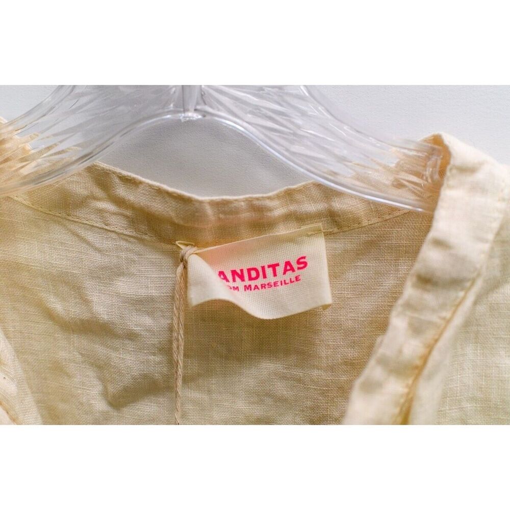 Banditas From Marseille womens ivory Long-Sleeve Blouse 100% Linen NEW XL - Picture 4 of 8